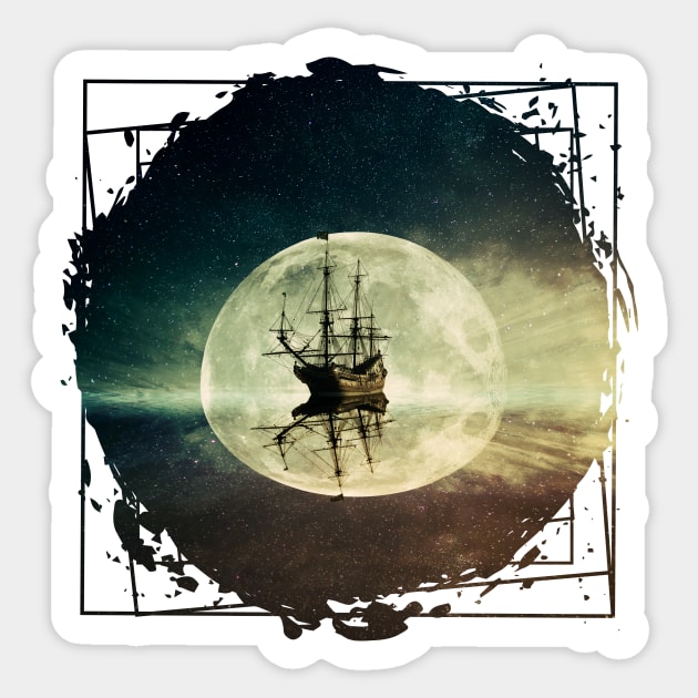 moonlight ship Sticker by psychoshadow